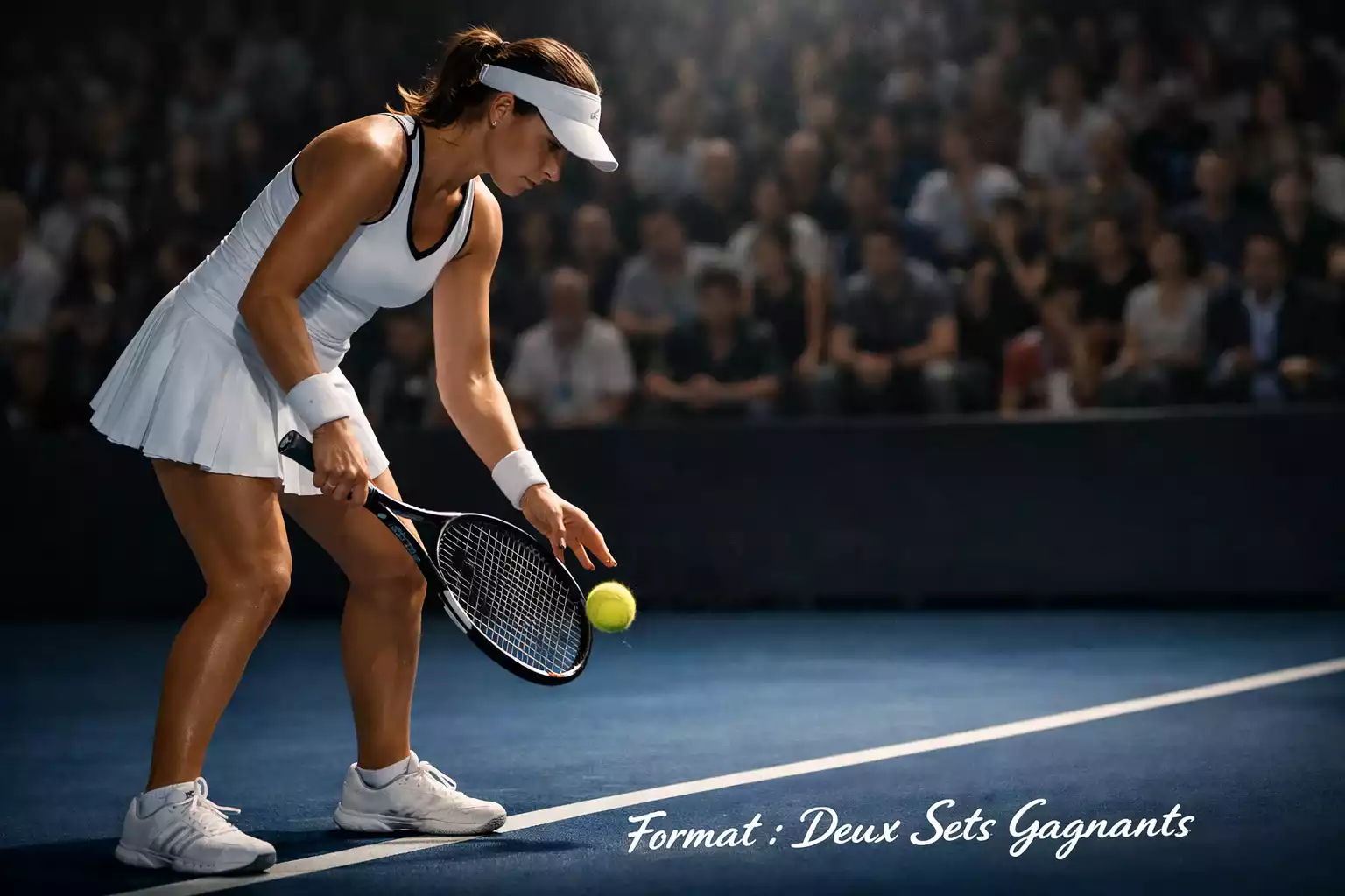 Joueuse de tennis concentrée avant de servir